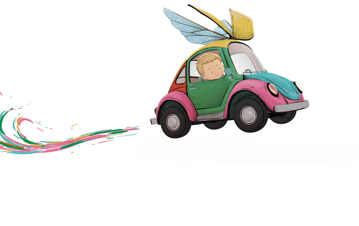 Auto Brouk létá s dítětem